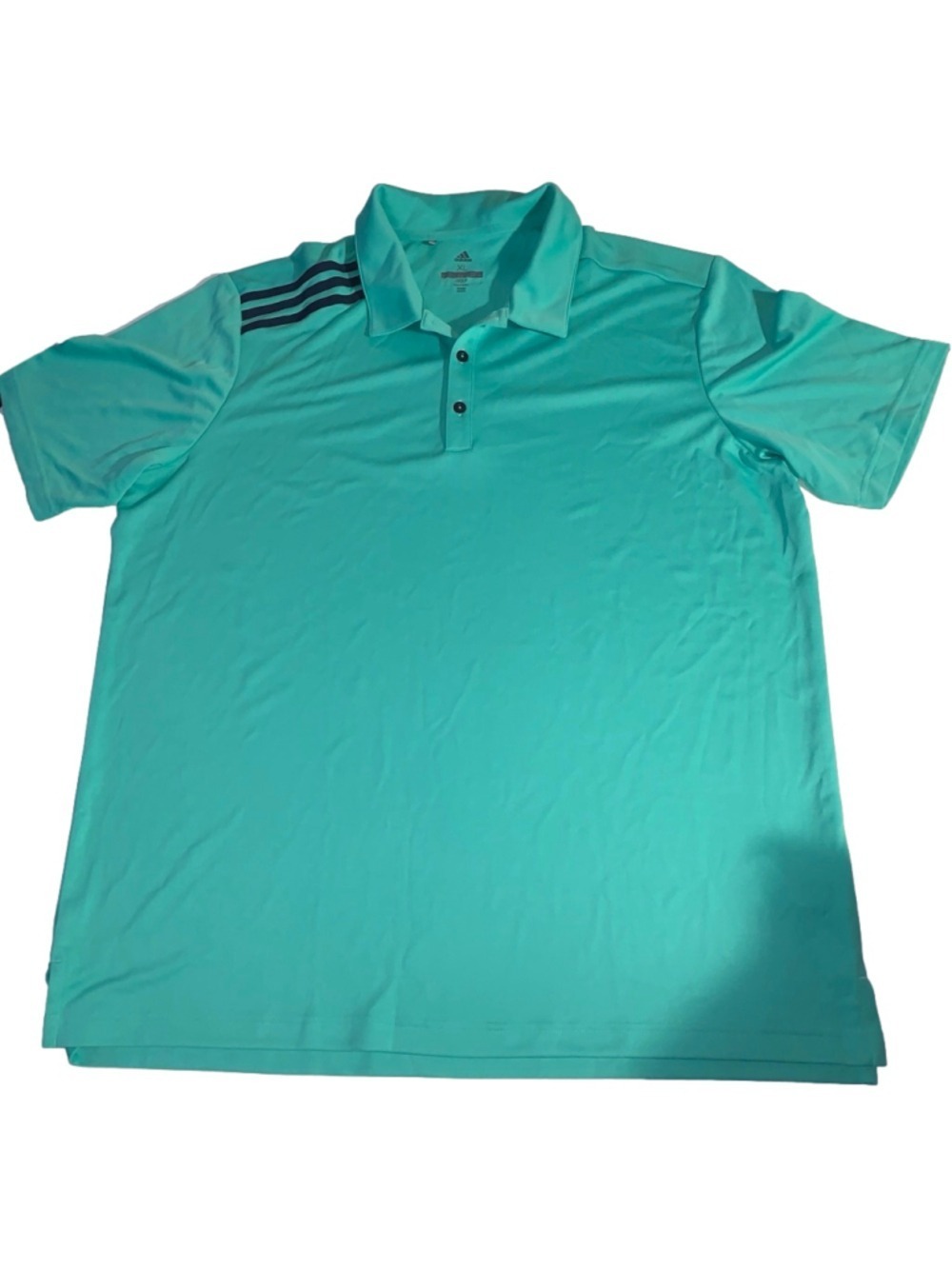 Men's Adidas Teal green Golf Polo Shirt XL with Black Stripes